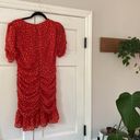 ASTR  The Label Clarice Shirred Bottom Mini Dress in Red Ditsy Small Floral Photo 12