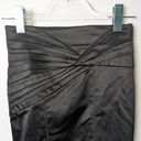 Bebe Vintage Y2K  Body Con Above Knee Skirt Black Satin Stretch Top Stitch Size 2 Photo 4