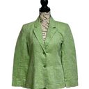 Chadwick's Chadwick’s Womens Linen Blend Green White Harringbone Blazer Jacket Classic 4P Photo 0