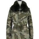 ma*rs MR &  ITALY Camouflage Print Coat with Fox Fur Collar Photo 0