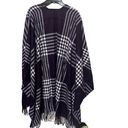 V. Fraas  Womens Poncho Sweater One Size Purple Plaid Fringe Ruana Wrap Photo 5