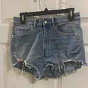 ZARA Ladies  blue denim distressed cut off shorts size 6 Photo 0