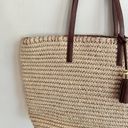 Talbots  Straw Medium Tote Purse Zip Closure Double Handle Tassel Beach Photo 3