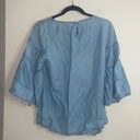 J.Jill  Denim Blue Chambray Ruffle Sleeve Blouse 100% Tencel Lyocell Photo 3