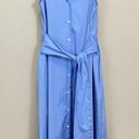 Natori  Cotton Poplin Belted Shirt Dress Midi Length Sky Blue Size S Photo 1