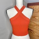 Forever 21 Sweater Knit Crisscross Halter Crop Top in Pompeian Red Small NWT Photo 0