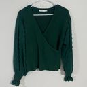 Lush Clothing Lush Green Dot Sleeve Wrap Sweater Photo 1