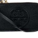 Tory Burch  Miller Top Zip Black Leather Card Case Wristlet Wallet Photo 0