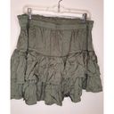 Aerie  Women's Size XL Tiered Ruffle Mini Skirt Olive Green Elastic Waist NWT Photo 1