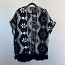 American Eagle  Aztec Black & Grey Geometric Print Poncho Photo 0