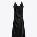 ZARA Brown Satin Effect Midi Dress Sz M Photo 7