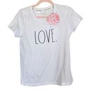 Rae Dunn NWT  Love Black Lettering Short Sleeve White T-Shirt Women’s Small Photo 0