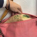 Fossil  Vintage Pink Canvas Burlap Weave Shoulder Handbag Purse 78082 Floral Photo 9