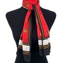 VTG FRENCH IMPERIAL Neck Scarf Red Gold White Black Photo 0