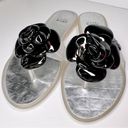 Stuart Weitzman Black Bloom Flower Jelly Flip Flop Sandals Size 8 Photo 9