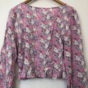 Abound NEW NWT  Cinched Floral Blouse Pink Cream Blue Long Sleeve Crop Top Medium Photo 10