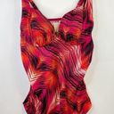 Cacique  Pink Orange Black Chevron Underwire Ruched Tankini long Swim Top 44D 44 Photo 0