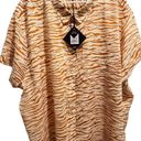 Ava & Viv  NWT Women's 4X Rust Animal Print Short Sleeve Button Down Cotton Shirt Photo 9