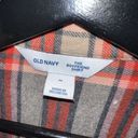 Old Navy  The Boyfriend Flannel Shirt Womens Size M Orange Gray Plaid Long Sleeve Photo 2