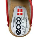 Ecco * Clog Womens EU 36 Red Leather Open Back Wood Sole Anatomic Danish Design Photo 4