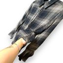 We The Free  Free People Black Brown Plaid Distressed Boho Button Up - Small Photo 7