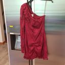 Alexis 💕💕 Ilana Lace Long Sleeve Dress ~ Dark Red XS One Shoulder Sheath Dress Photo 7