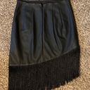 EXPRESS Asymmetrical Black Leather Fringe Skirt Photo 2