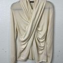 Natori Josie  Silk Cashmere Light Crossover Ivory Cream Knit Sweater - Size XL Photo 1