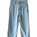 American Eagle  Wide Leg Crop Light Blue Balloon Waist Jeans Size 2 Light Wash Photo 10