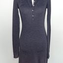 LA Made New  Striped Ribbed Knit Long Sleeve Henley Mini Dress Navy Grey Photo 10