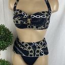 Bleu Rod Beattie  Black Chain Print 2 Piece Bikini Swim Suit 10 14 Photo 0