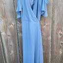 Lulus Lulu’s Easy Listening Slate Blue Cold-Shoulder Wrap Maxi Dress Photo 4