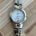 Seiko  Solar Ladies Watch Two Tone Bracelet Round White Dial Photo 3