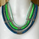 Vintage Blue  and Green Multi Strand Necklace, Teal Bead Six Strand Necklace Photo 2