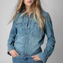 Zadig & Voltaire NWT  This Denim Patch Button Down Top S Blue Photo 0