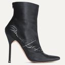 Manolo Blahnik  + Vetements Printed Satin Ankle Boots In Black Photo 0