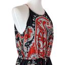 Loft Midi Dress Halter Neck Blouson Tie Waist Chiffon Black Red Women’s Large Photo 5