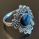 Onyx Vintage black  silver plated woman ring size 6.5 Photo 1