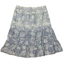 J.Jill  Vintage Chambray Jean Prairie Skirt XL Paisley Floral Tiered Boho Tassels Photo 3