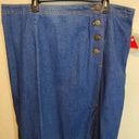 American Vintage Vintage Deadstock Blue Denim Midi Length A-Symmetrical Skirt Plus Size 26W Photo 3