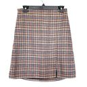 Old Navy Skirt Sz Small Plaid Mini Preppy High Rise Dark Academia Brown Slit NWT Photo 0