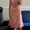 EXPRESS Vintage  pink floral sequin tube top strapless fit and flare midi dress Photo 1