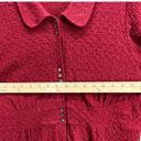 J.Jill  Womens Stretch Knit Textured Top L Red Button Up Long Sleeve Collared Photo 12