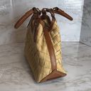 Cole Haan  GENEVIEVE Triangle Leather & basket Woven Canvas Tote bag purse Photo 5