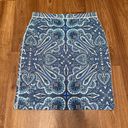 J. McLaughlin  Halle Reversible Skirt Womens Small Scuba Pencil Blue Paisley Geo Photo 0