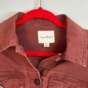 Unpublished  Distressed Denim Jacket Brick Red Color Cropped Frayed Photo 6