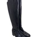 Audrey Brooke  Black Leather Knee-High Riding Boots Buckle Detail 8.5 New Preppy Photo 2