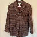 Evan Picone Vintage  Brown Tweed Plaid Academia Professor Blazer Jacket Large Photo 0