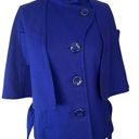 DKNY  Deep Purple Wool Blend Belted Crop Peacoat Cape Jacket Sz M Photo 12