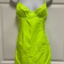 Tic Toc Lime Vinyl Open Back Underwire Mini Dress Photo 2